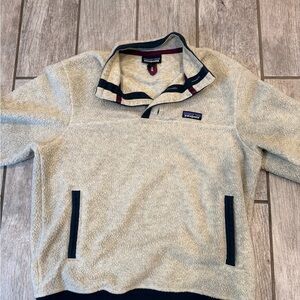 Patagonia Sherpa Fleece Pullover M Gray Snap Collar